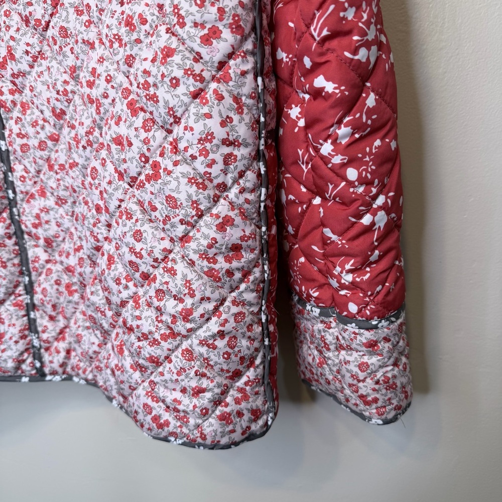 The Carmen Vibrant Micro Floral Patchwork Cropped Coat Quilted Puffer Jacket - Picture 9 of 15